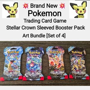 Pokémon Stellar Crown Sleeved Booster Pack Art Bundle [Set of 4]